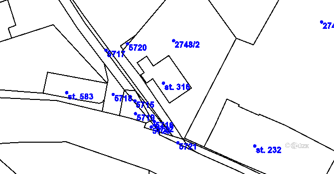 Parcela st. 316 v KÚ Chotěvice, Katastrální mapa