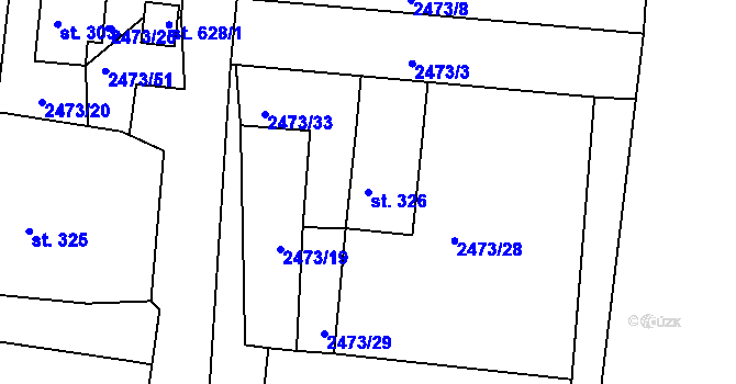 Parcela st. 326 v KÚ Chotěvice, Katastrální mapa