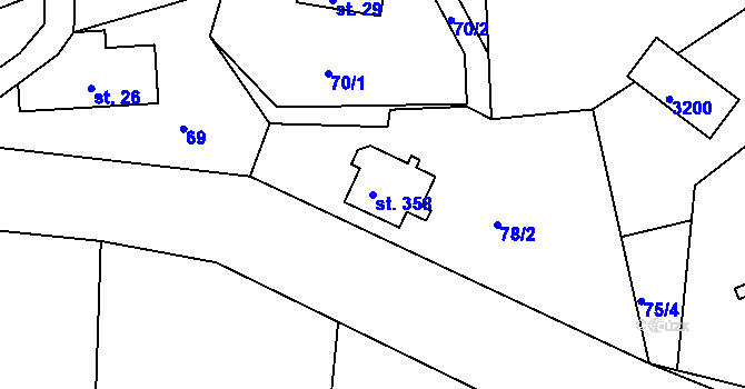 Parcela st. 358 v KÚ Chotěvice, Katastrální mapa