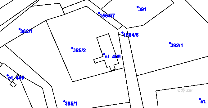 Parcela st. 409 v KÚ Chotěvice, Katastrální mapa