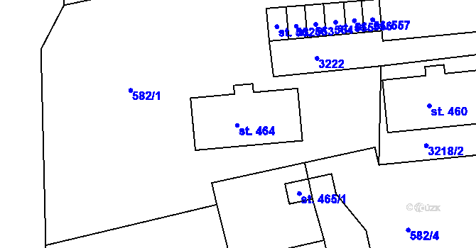 Parcela st. 464 v KÚ Chotěvice, Katastrální mapa
