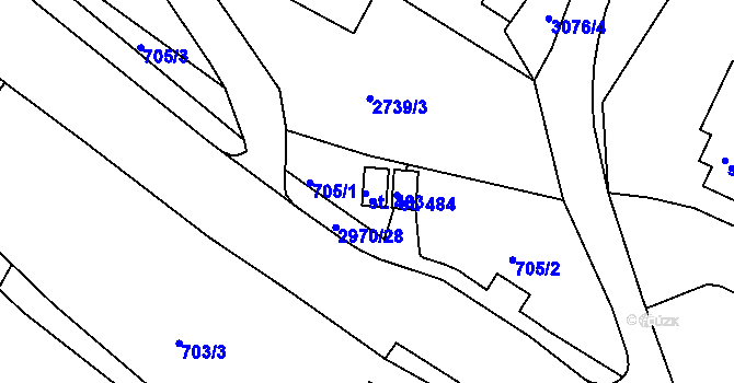 Parcela st. 483 v KÚ Chotěvice, Katastrální mapa