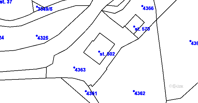 Parcela st. 502 v KÚ Chotěvice, Katastrální mapa