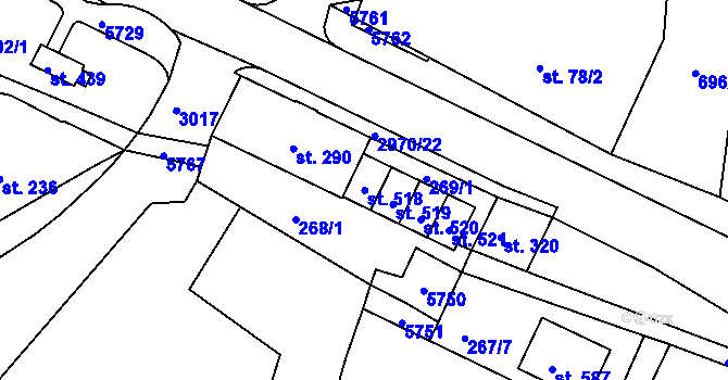 Parcela st. 518 v KÚ Chotěvice, Katastrální mapa
