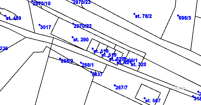 Parcela st. 519 v KÚ Chotěvice, Katastrální mapa