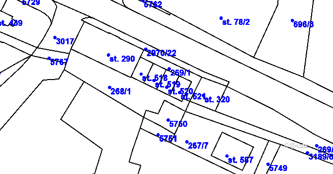 Parcela st. 520 v KÚ Chotěvice, Katastrální mapa