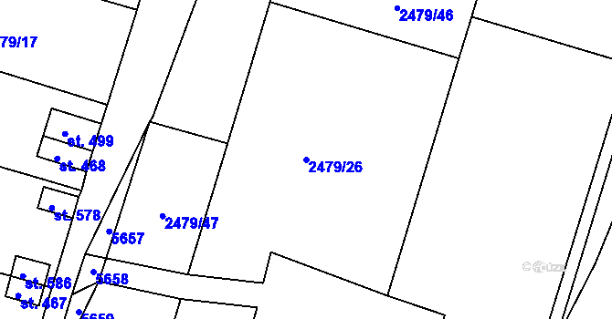 Parcela st. 2479/26 v KÚ Chotěvice, Katastrální mapa