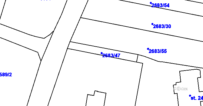 Parcela st. 2683/47 v KÚ Chotěvice, Katastrální mapa