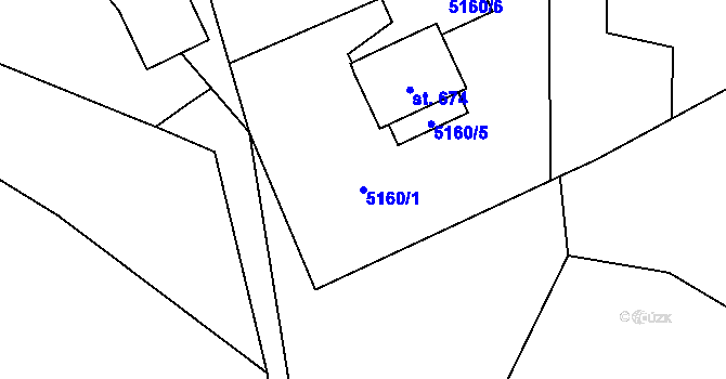 Parcela st. 5160/1 v KÚ Chotěvice, Katastrální mapa
