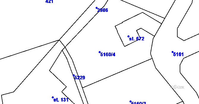 Parcela st. 5160/4 v KÚ Chotěvice, Katastrální mapa