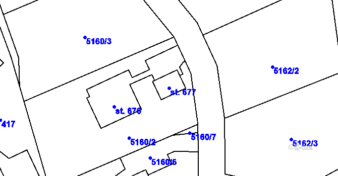 Parcela st. 677 v KÚ Chotěvice, Katastrální mapa