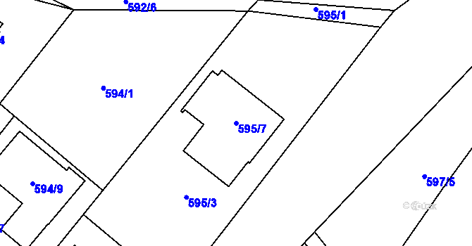 Parcela st. 595/7 v KÚ Chotíkov, Katastrální mapa