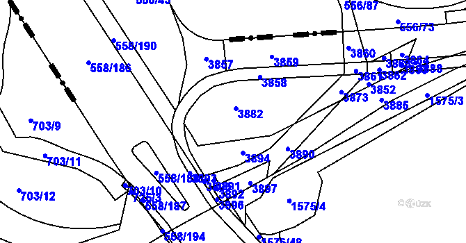 Parcela st. 556/110 v KÚ Chotíkov, Katastrální mapa