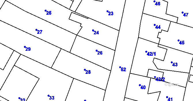 Parcela st. 26 v KÚ Chotíkov, Katastrální mapa