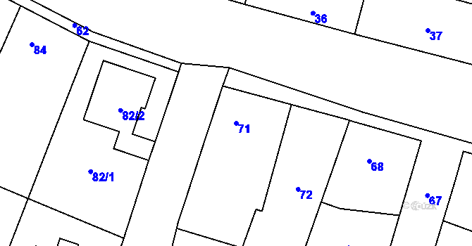 Parcela st. 71 v KÚ Chotíkov, Katastrální mapa