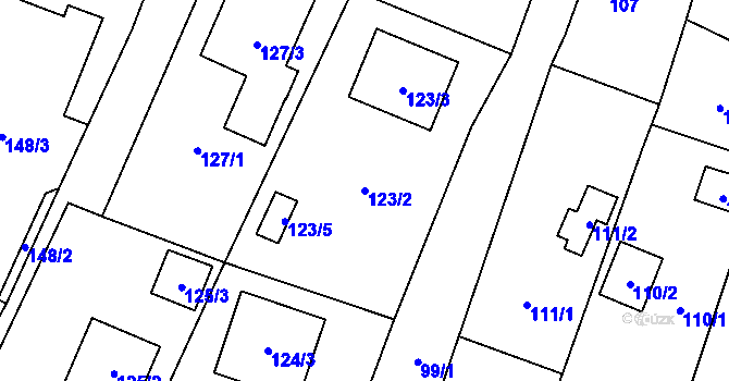 Parcela st. 123/2 v KÚ Chotíkov, Katastrální mapa