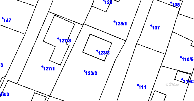 Parcela st. 123/3 v KÚ Chotíkov, Katastrální mapa