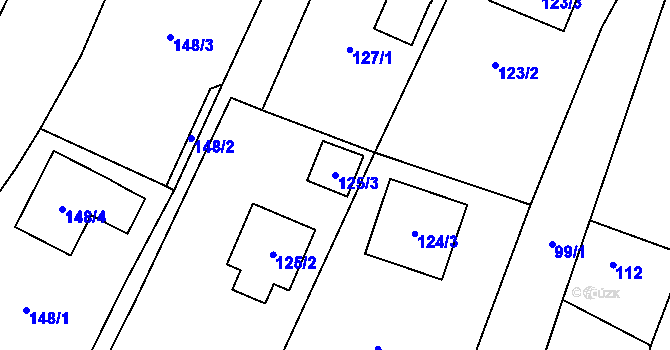 Parcela st. 125/3 v KÚ Chotíkov, Katastrální mapa