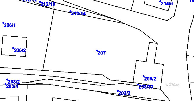 Parcela st. 207 v KÚ Chotíkov, Katastrální mapa
