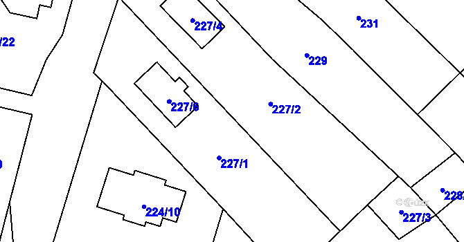 Parcela st. 227 v KÚ Chotíkov, Katastrální mapa