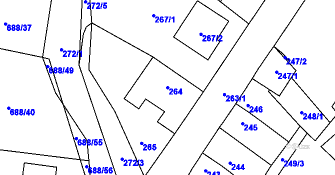 Parcela st. 264 v KÚ Chotíkov, Katastrální mapa