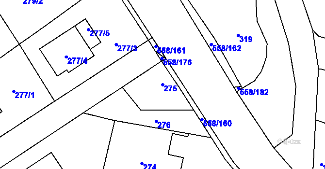 Parcela st. 275 v KÚ Chotíkov, Katastrální mapa
