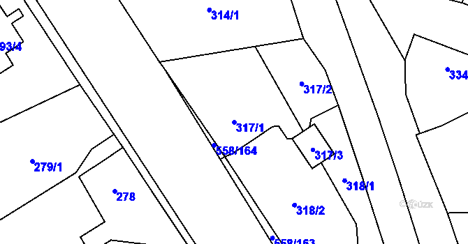 Parcela st. 317/1 v KÚ Chotíkov, Katastrální mapa