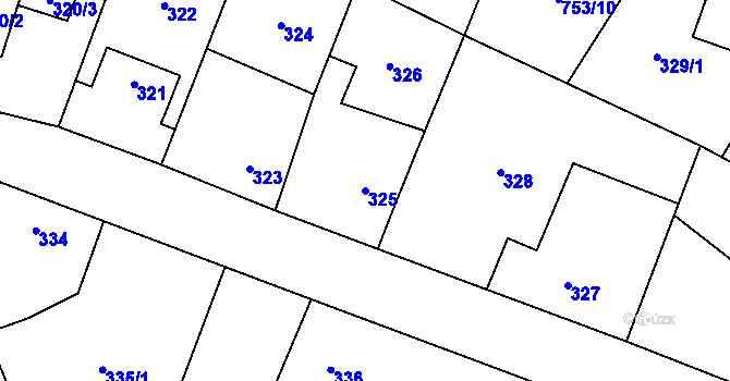 Parcela st. 325 v KÚ Chotíkov, Katastrální mapa