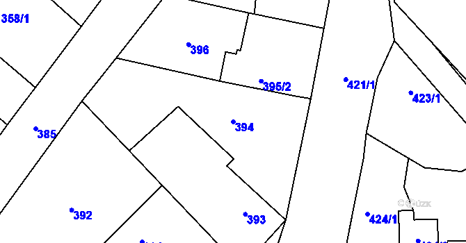 Parcela st. 394 v KÚ Chotíkov, Katastrální mapa