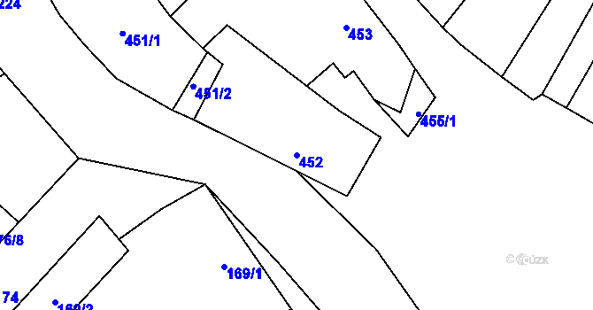 Parcela st. 452 v KÚ Chotíkov, Katastrální mapa