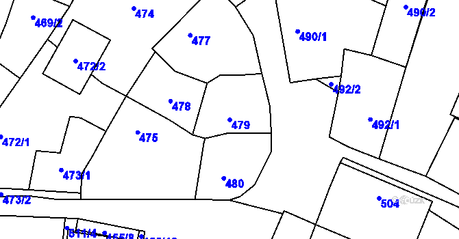 Parcela st. 479 v KÚ Chotíkov, Katastrální mapa