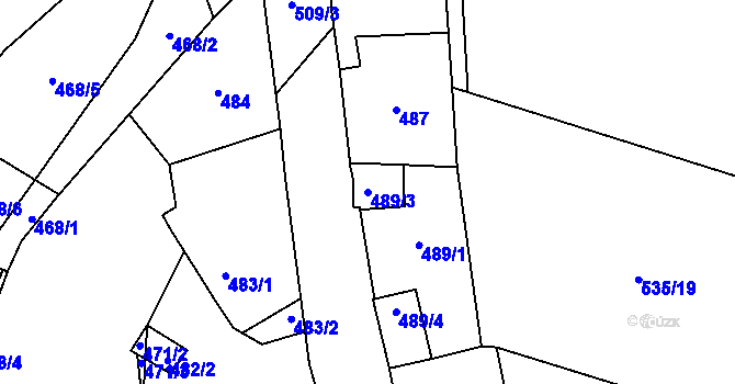 Parcela st. 489/3 v KÚ Chotíkov, Katastrální mapa