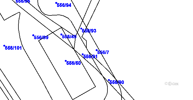 Parcela st. 556/7 v KÚ Chotíkov, Katastrální mapa