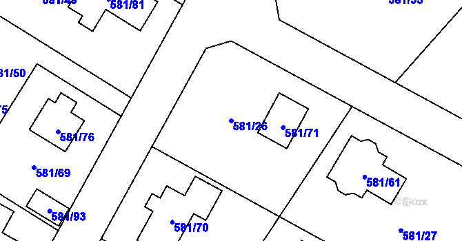 Parcela st. 581/26 v KÚ Chotíkov, Katastrální mapa