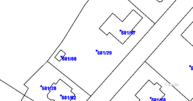 Parcela st. 581/29 v KÚ Chotíkov, Katastrální mapa