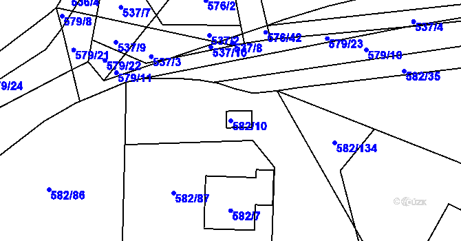 Parcela st. 582/10 v KÚ Chotíkov, Katastrální mapa