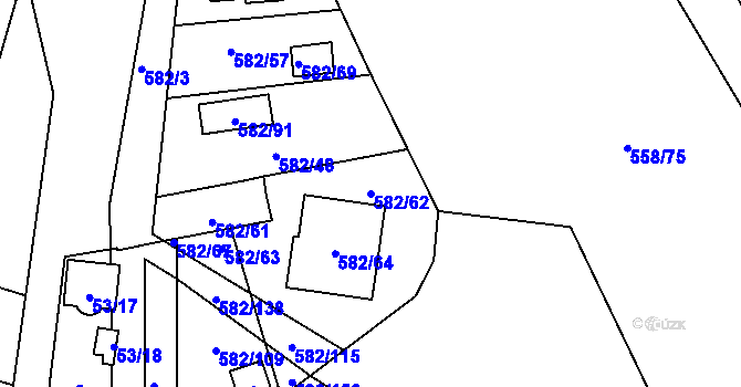 Parcela st. 582/62 v KÚ Chotíkov, Katastrální mapa