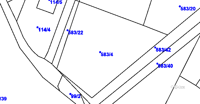 Parcela st. 583/4 v KÚ Chotíkov, Katastrální mapa