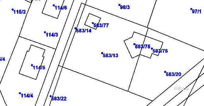 Parcela st. 583/13 v KÚ Chotíkov, Katastrální mapa