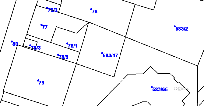 Parcela st. 583/17 v KÚ Chotíkov, Katastrální mapa