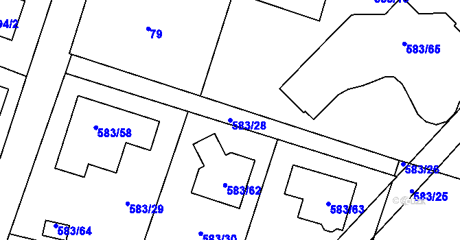 Parcela st. 583/28 v KÚ Chotíkov, Katastrální mapa