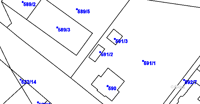 Parcela st. 591/2 v KÚ Chotíkov, Katastrální mapa