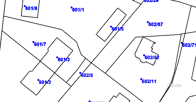 Parcela st. 602/28 v KÚ Chotíkov, Katastrální mapa