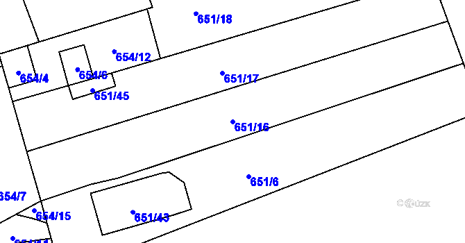 Parcela st. 651/16 v KÚ Chotíkov, Katastrální mapa