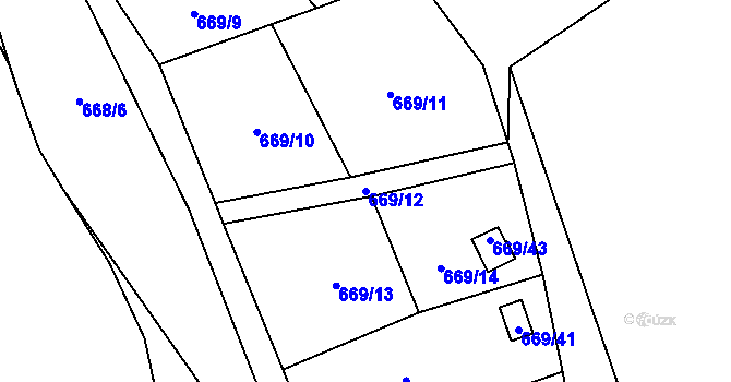 Parcela st. 669/12 v KÚ Chotíkov, Katastrální mapa