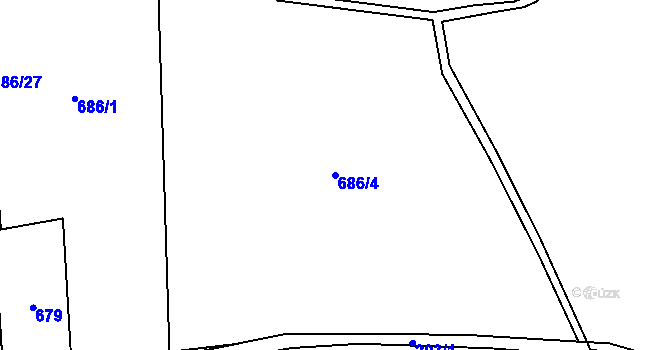 Parcela st. 686/4 v KÚ Chotíkov, Katastrální mapa