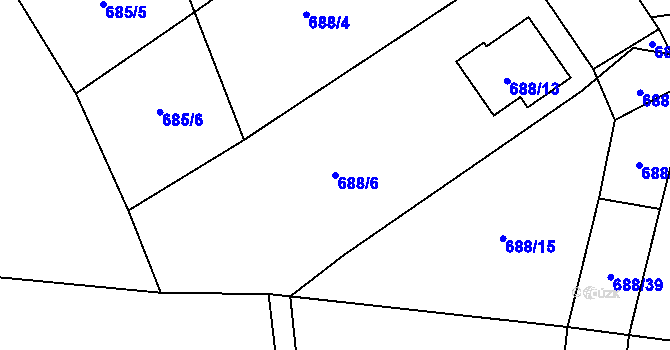 Parcela st. 688/6 v KÚ Chotíkov, Katastrální mapa
