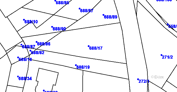 Parcela st. 688/17 v KÚ Chotíkov, Katastrální mapa