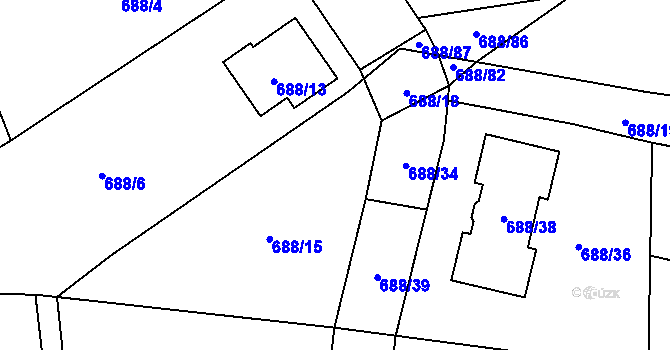 Parcela st. 688/46 v KÚ Chotíkov, Katastrální mapa