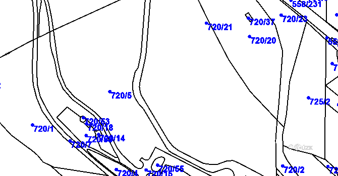 Parcela st. 720/5 v KÚ Chotíkov, Katastrální mapa